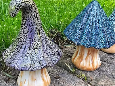 Ceramic Crackled Mushrooms